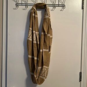 Tan and white oversized scarf